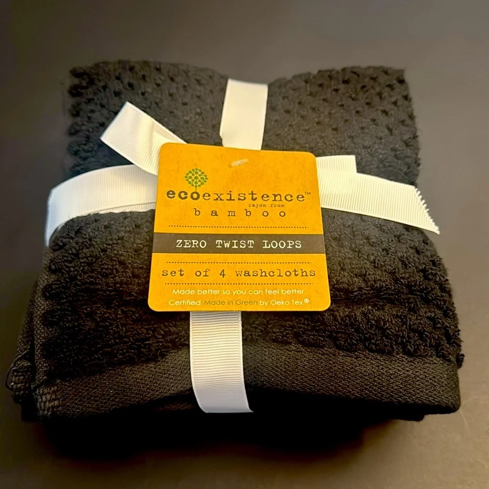 8pc ECOEXISTENCE Bamboo Zero Twist Loops Bath Towel Set - Black